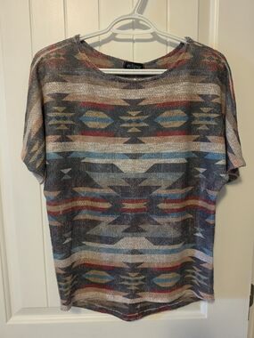Eclipse Southwestern/Tribal Print Knit Top